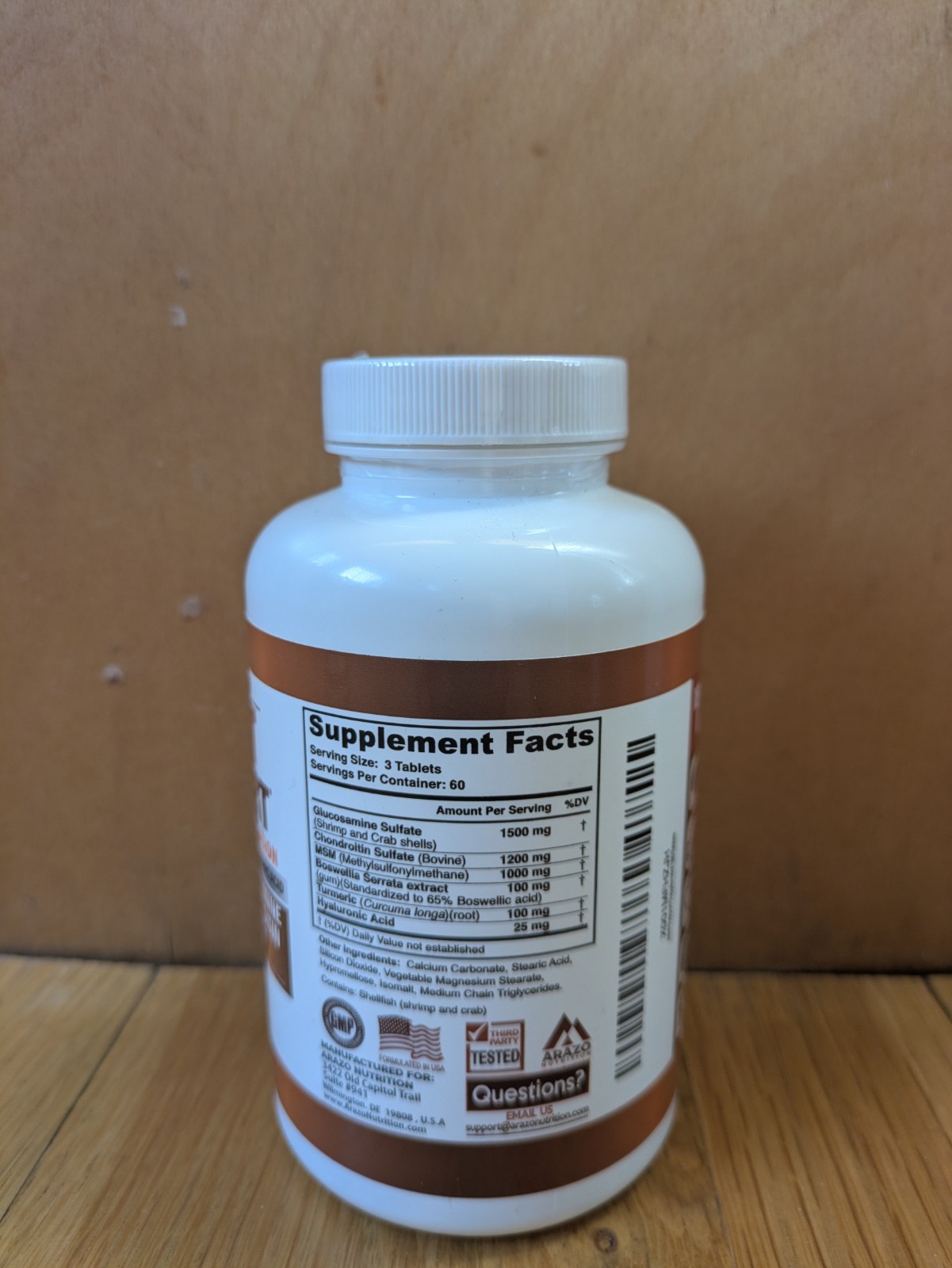 Arazo Nutrition Glucosamine Chondroitin Turmeric MSM Boswellia Joint Support Sup