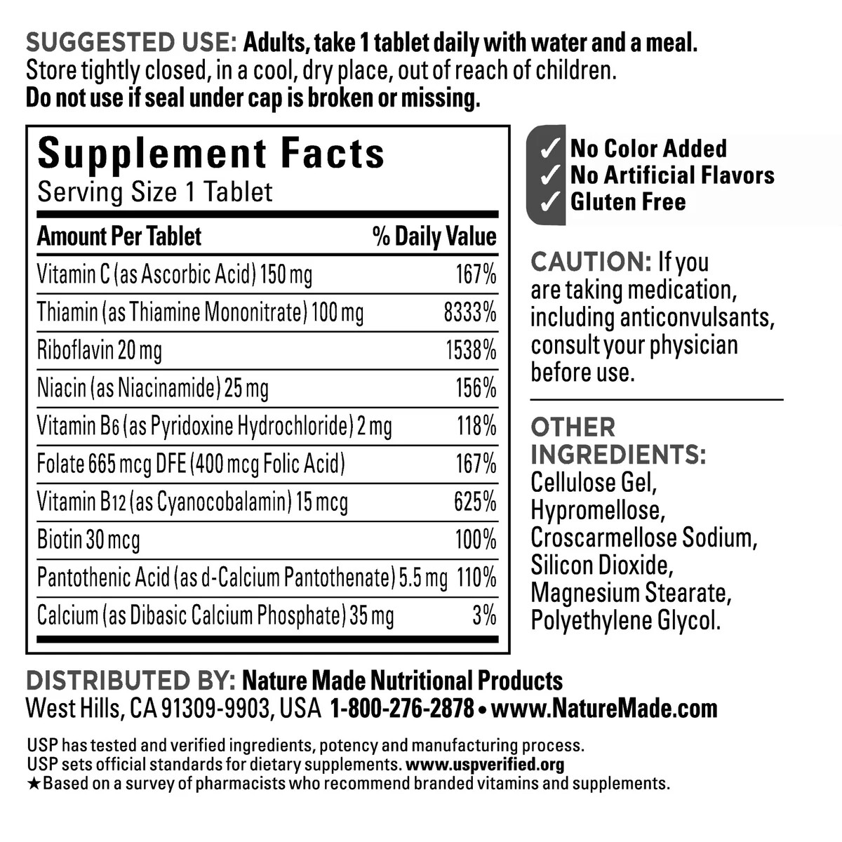 Nature Made Super B-Complex with Vitamin C & Folic Acid, 460 tablets
