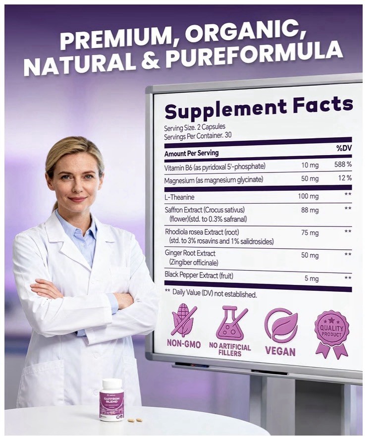 Saffron Supplements for Men & Women – Mood, Energy & Vision Support 30 Capsule