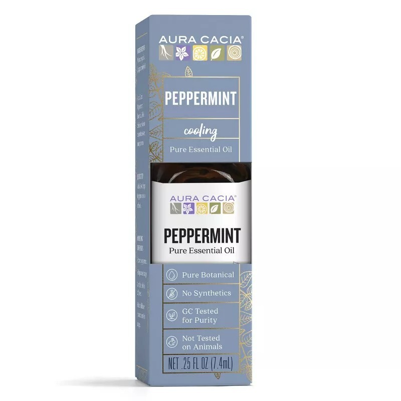 PACK OF 6 Aura Cacia Peppermint Pure Essential Oil 0.25 oz 7.4ml Mentha Piperita