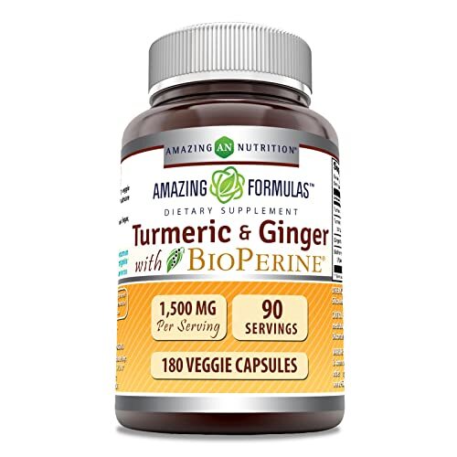 Turmeric Curcumin & Ginger with BioPerine 1500mg Per Serving 180 Veggie Capsules