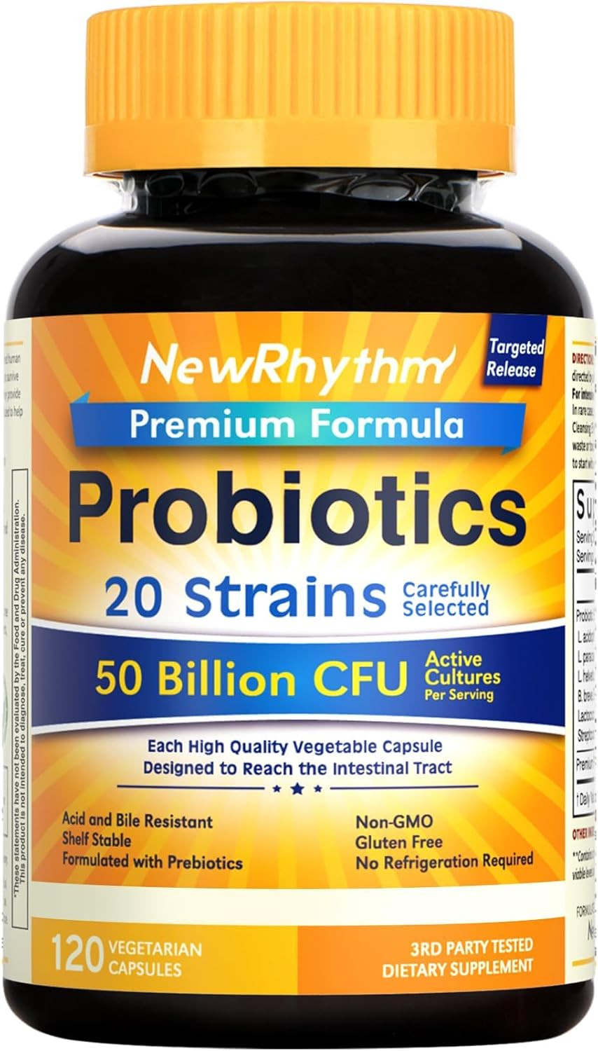 Probiotics 50 Billion CFU 20 Strains, 60 Veggie Capsules, Targeted Re