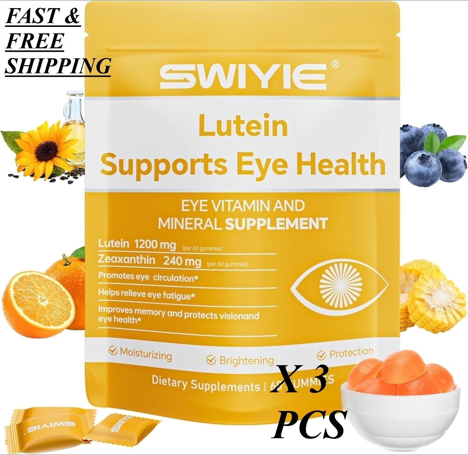 2 PACKS-LUXRY SWIYIE Lutein Gummies – Eye Health Support with Lutein&Zeaxanthin