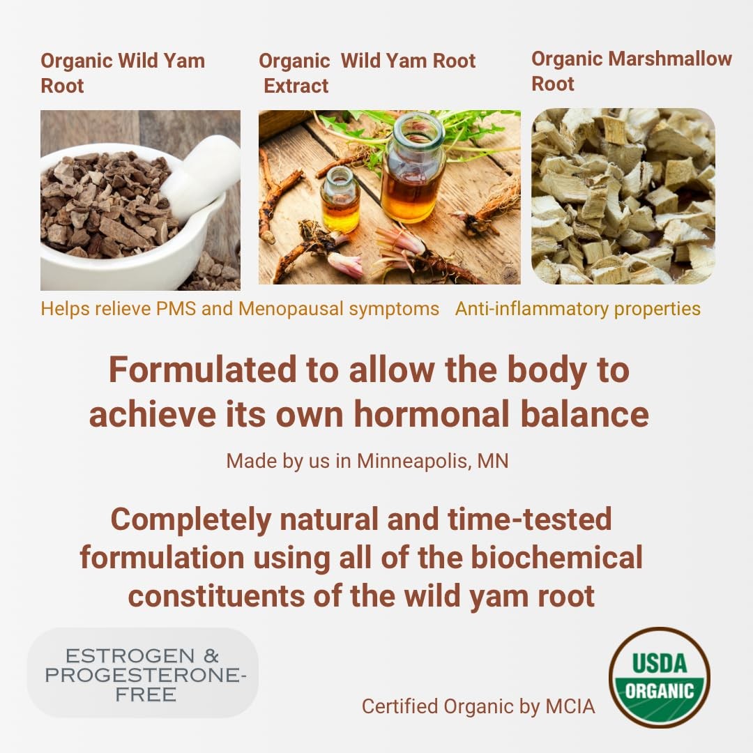 Wild Yam Root Cream (2oz) – USDA Certified Organic Balancing Cream for PMS & …