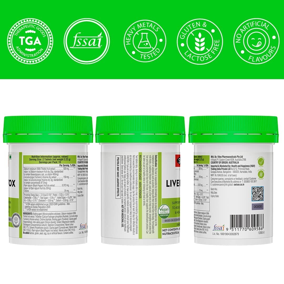 Swisse Liver Detox (Australia’s No.1 Liver Health Product) 500mg – 60 Tablets
