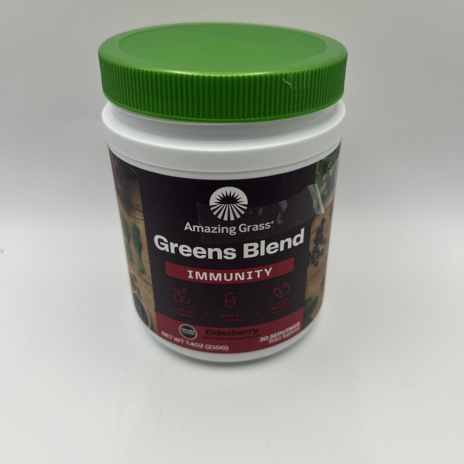 NEW AMAZING GRASS Greens Blend, Immunity Elderberry , 7.4 oz (210 g) 30 SERVINGS