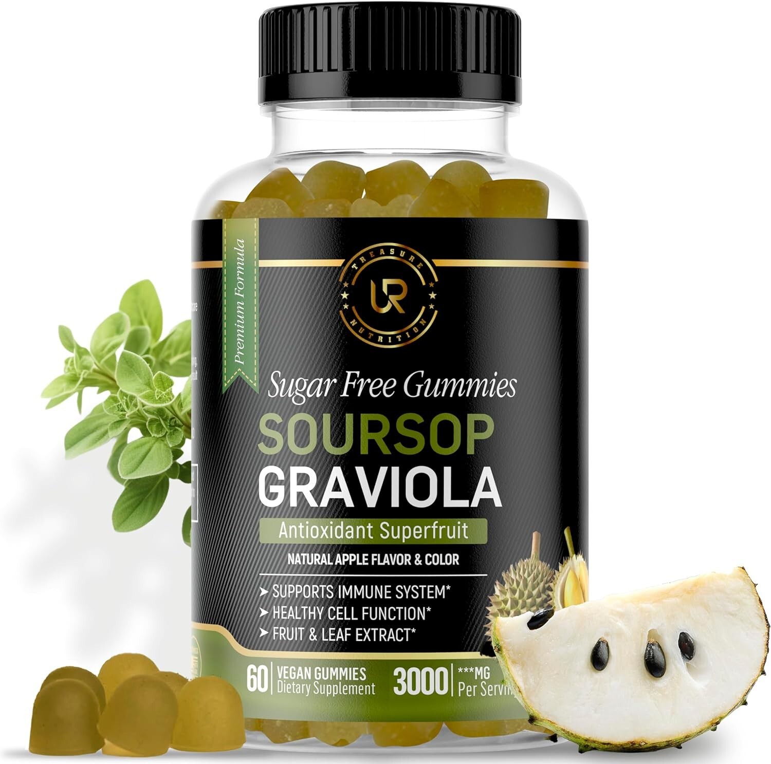 Soursop Leaves & Soursop Fruit Gummies Sugar Free – 3000mg Graviola Extract