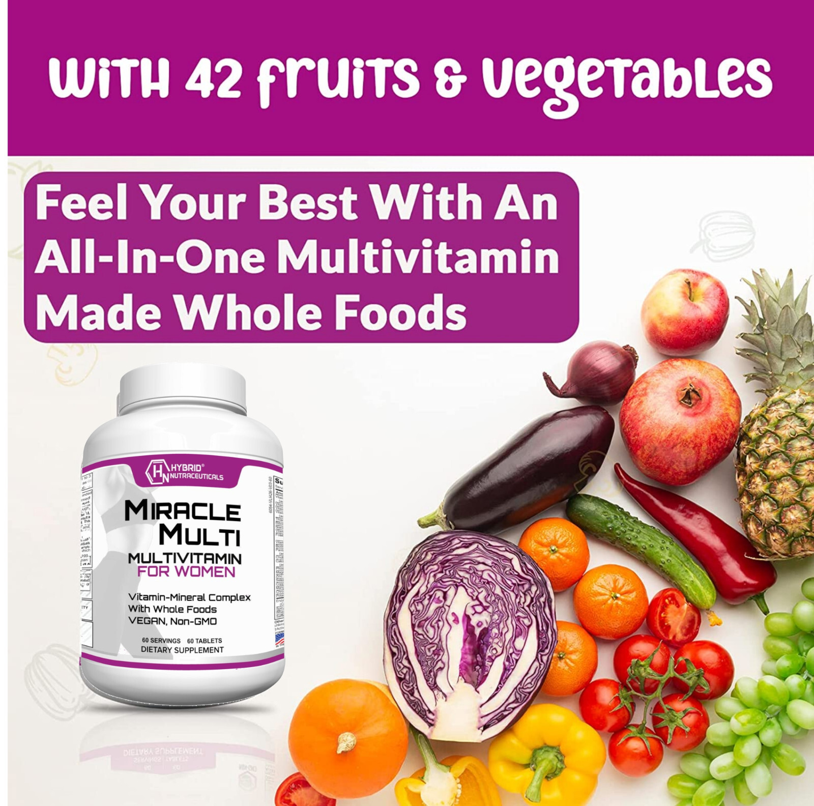 Multivitamin for Women, Blended Vitamin & Mineral Supplements, Immune Support