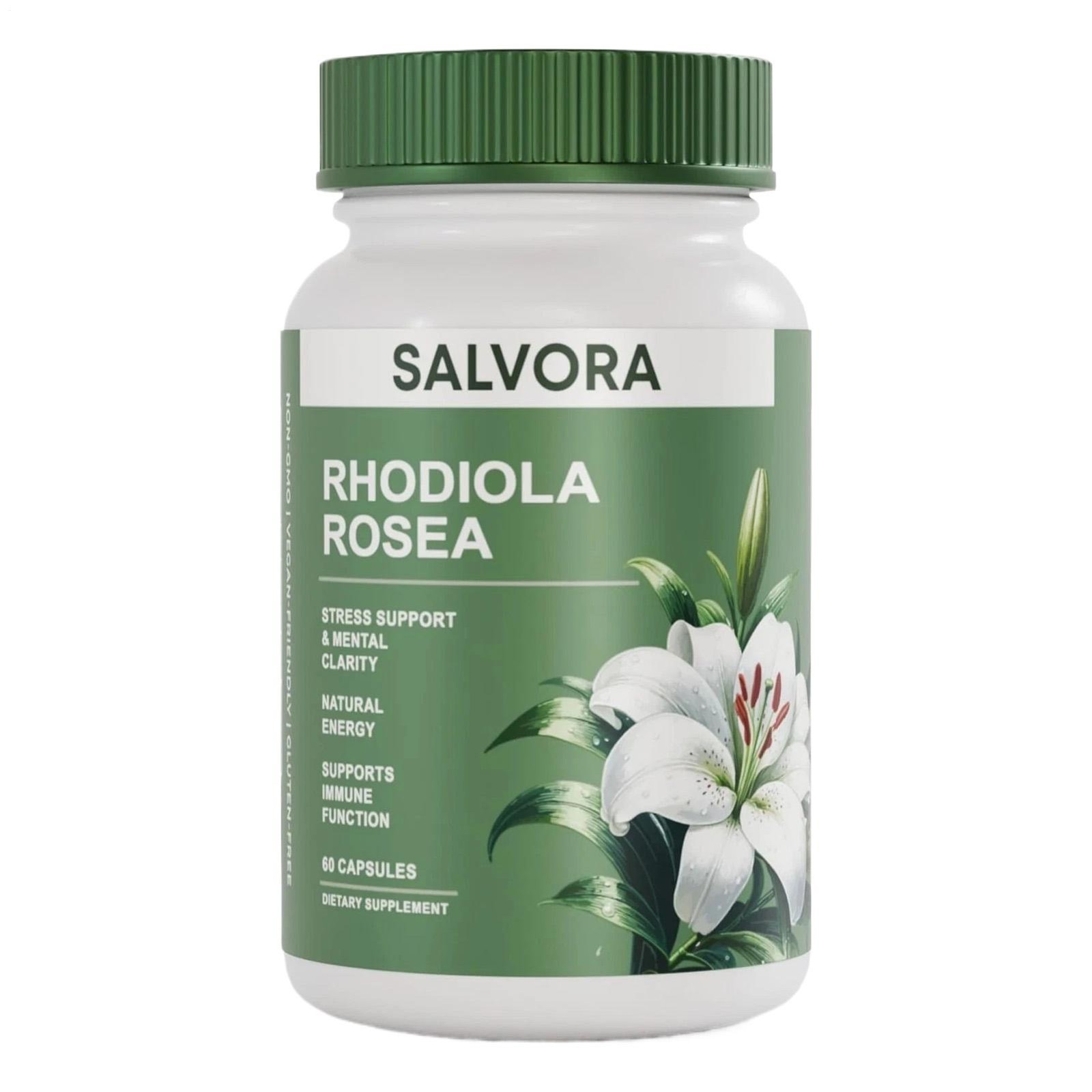 Salvora Rhodiola Rosea Dietary Supplement, 60 Capsules, Stress Assistance