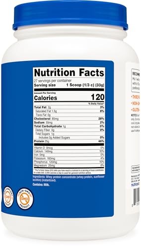 Nutricost Whey Protein Concentrate 2LBS Unflavored Gluten Free Non-GMO Powder