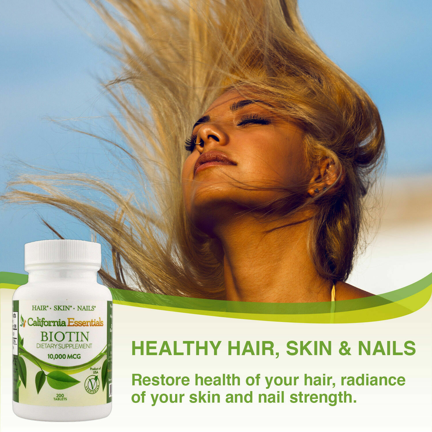 BIOTIN 10,000mcg HAIR,SKIN,NAIL HEALTH -CLEANEST FORMULA-MAXIMUM DOSAGE