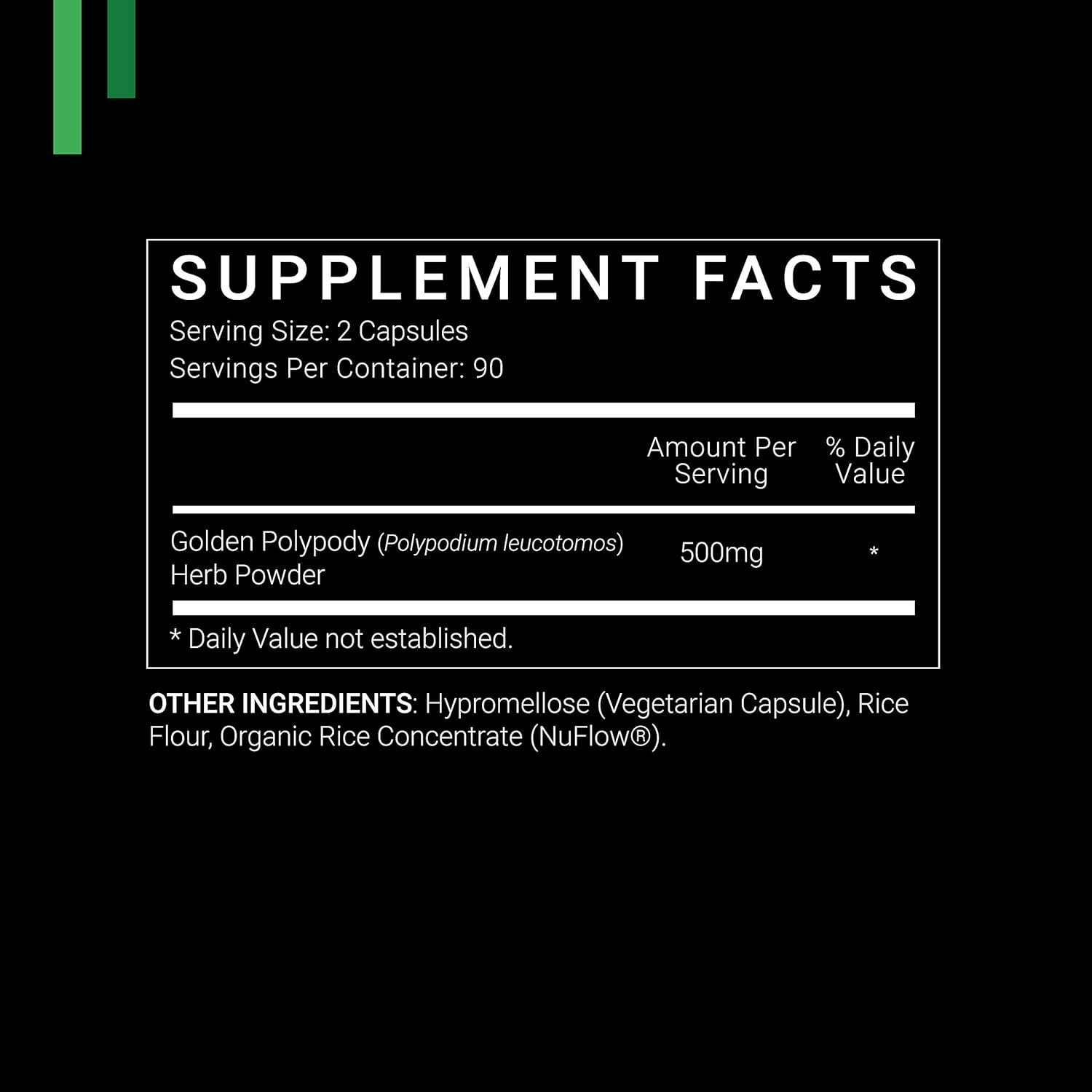 Polypodium Leucotomos 500mg 180 Count V-Capsules / 90 Servings: Manufactured …