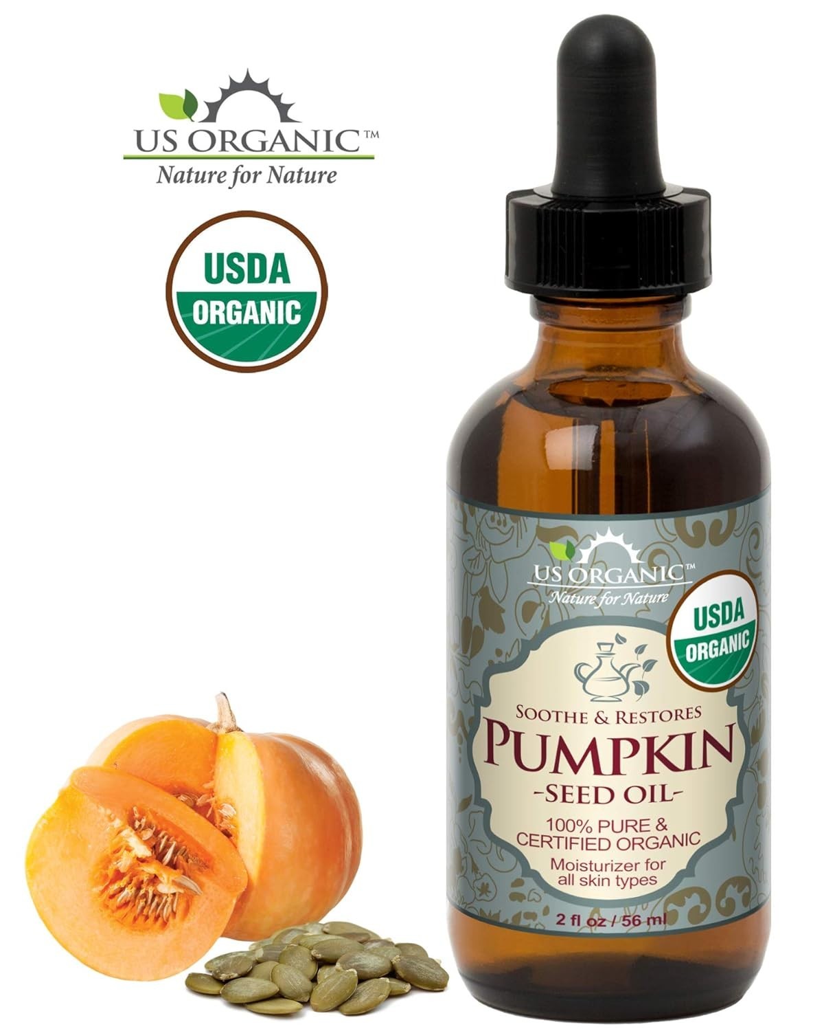 Organic Pumpkin Seed Oil 2oz Cold Pressed Virgin for Skin & Hair