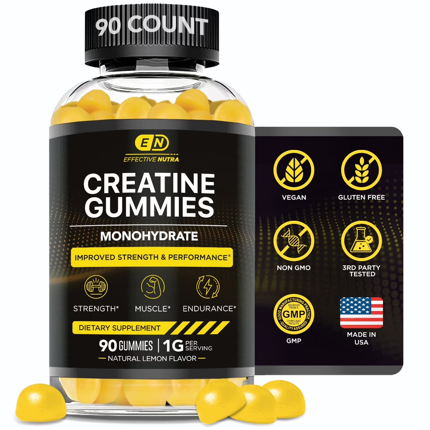 Creatine Gummies for Men & Women – Creatine Monohydrate Gummies for Strength, Mu