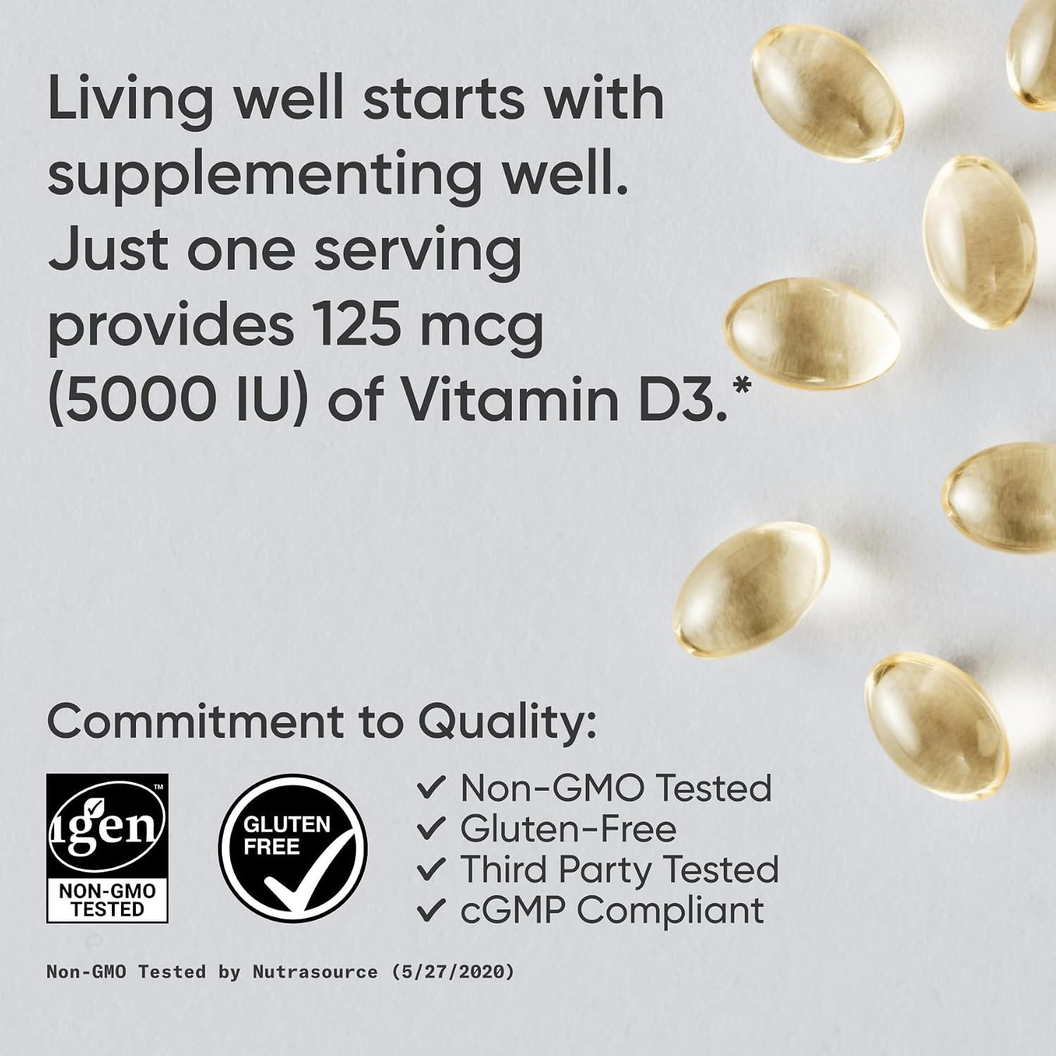 Sports Research Vitamin D3 5000 IU with Coconut MCT Oil-125mcg,30 Liquid Softgel