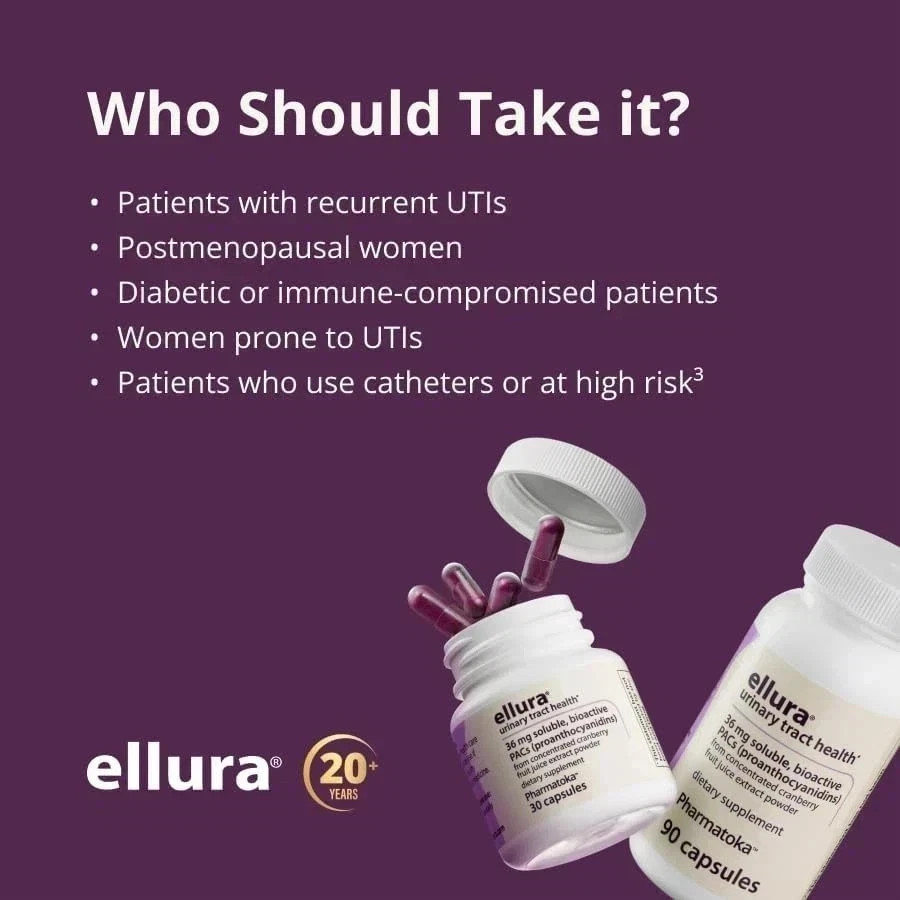 Ellura 36mg Cranberry Capsules 90ct –Urinary Tract Health Supplement