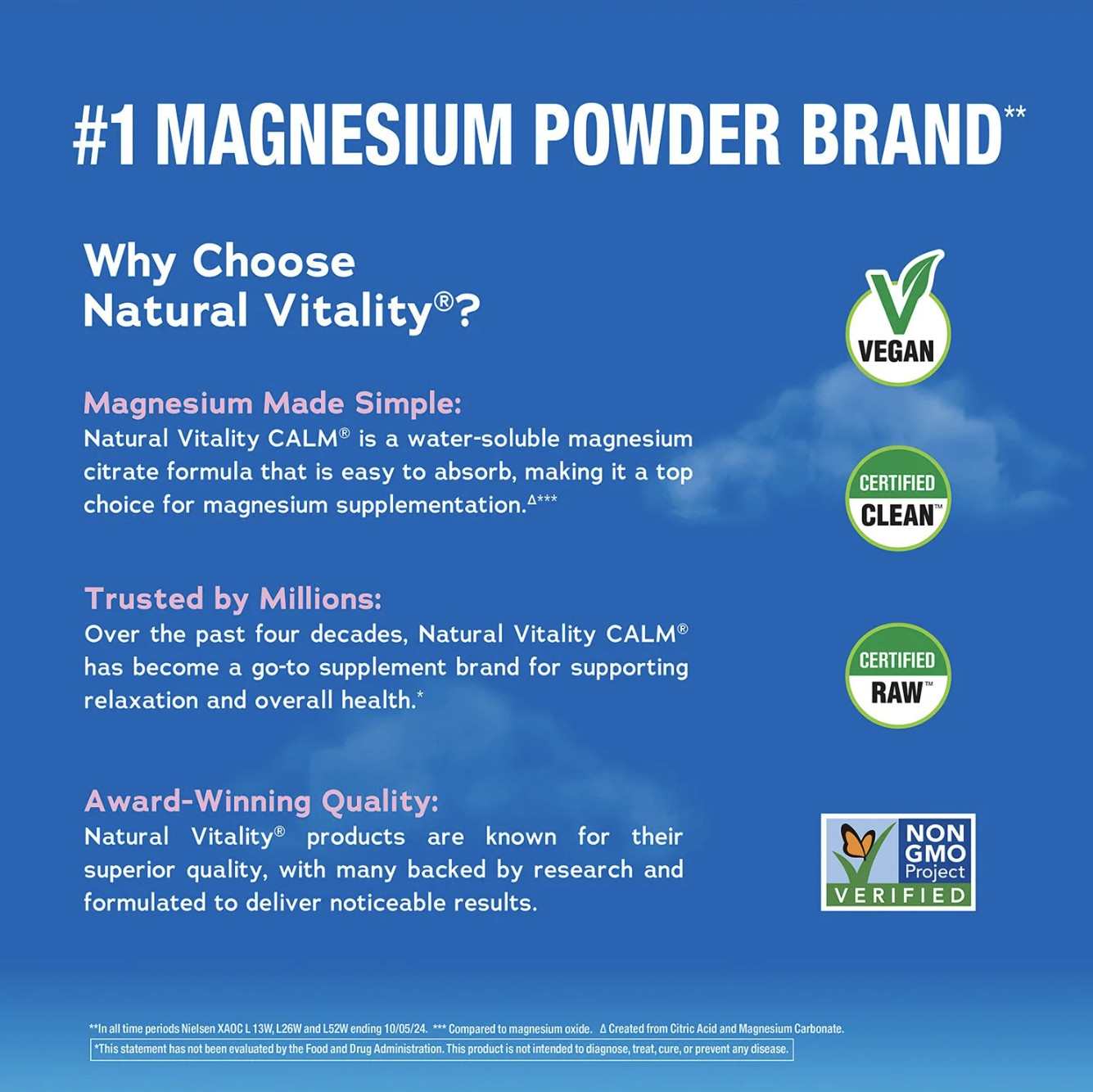 Calm Magnesium Drink Mix 20oz Exp 09/26 Raspberry Lemon Natural Vitality Powder