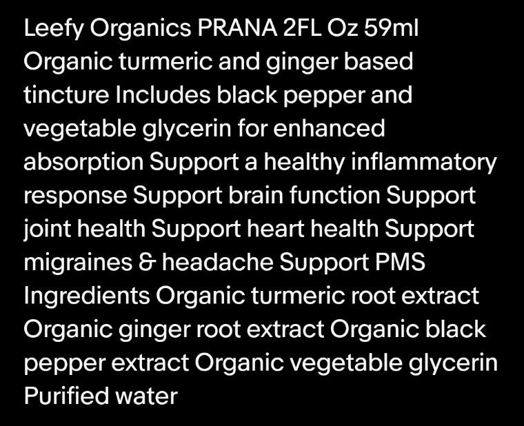 Leefy Organics PRANA 2FL Oz 59ml SEALED NEW 5 Year Shelf Life