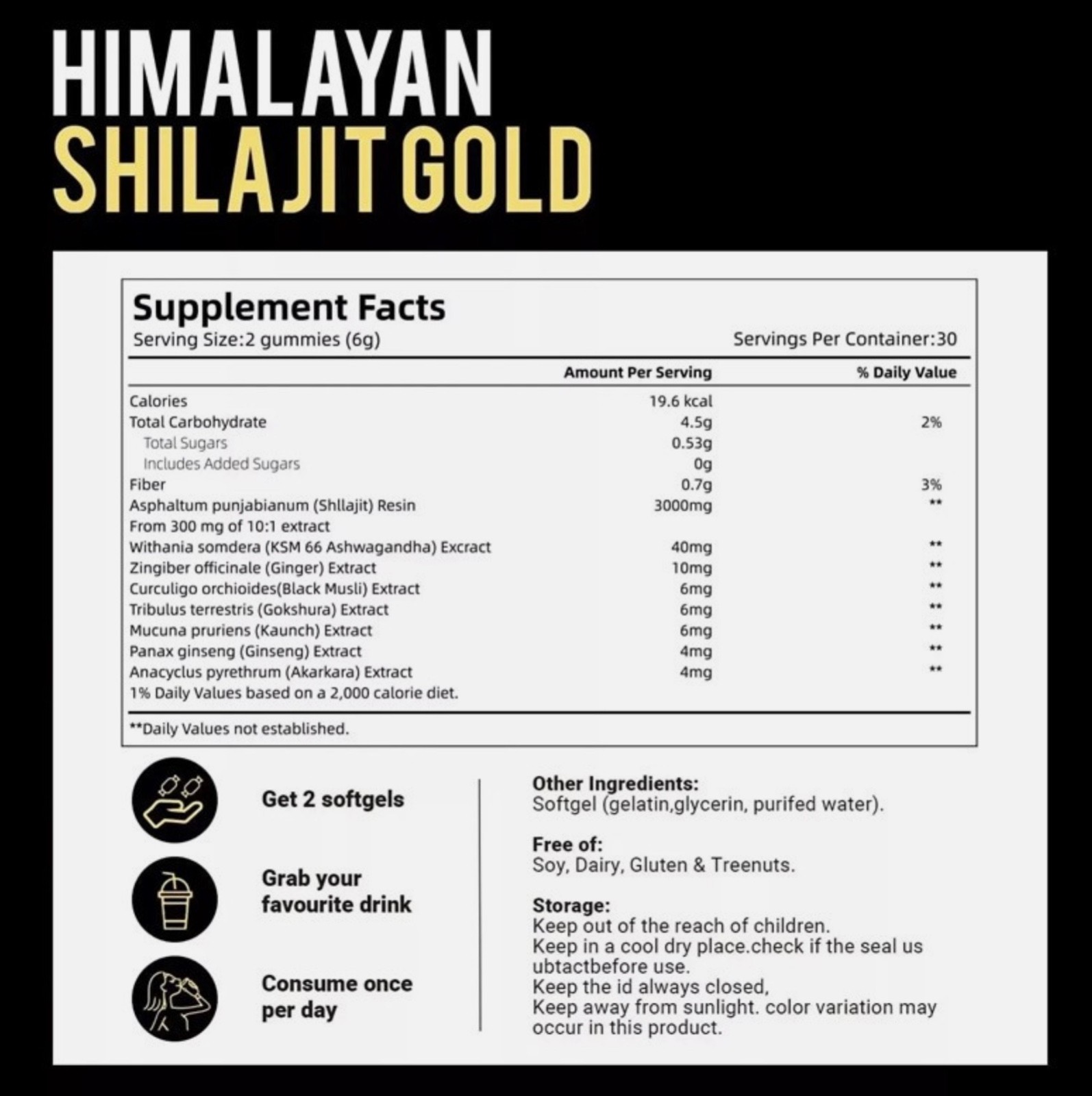 Himalayan Shilajit Gold Gummies, 60count