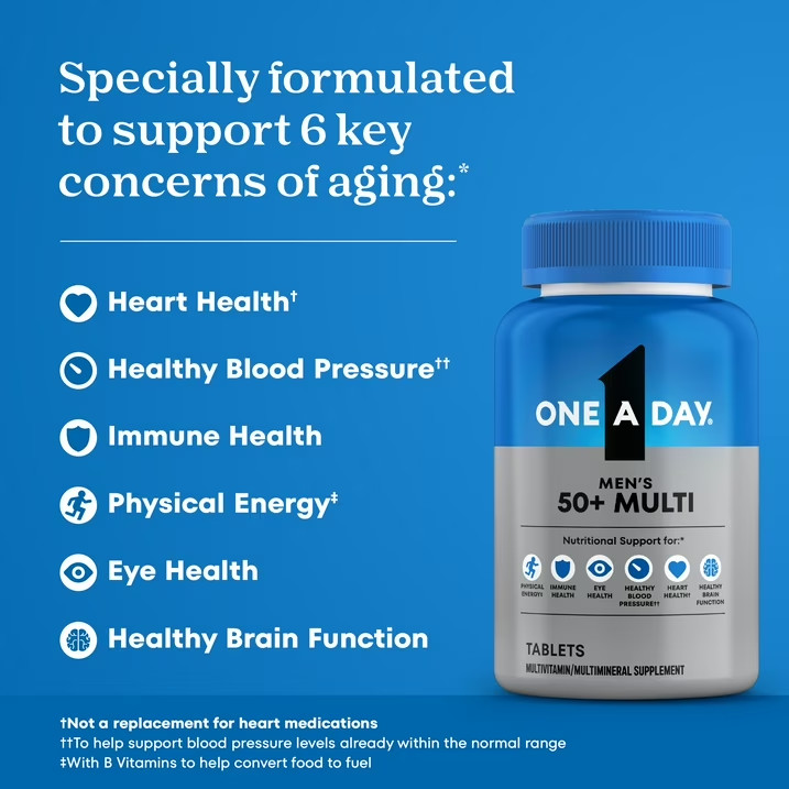 One A Day Men’s 50+ Multivitamin Tablets 100 Count Immune Health Support