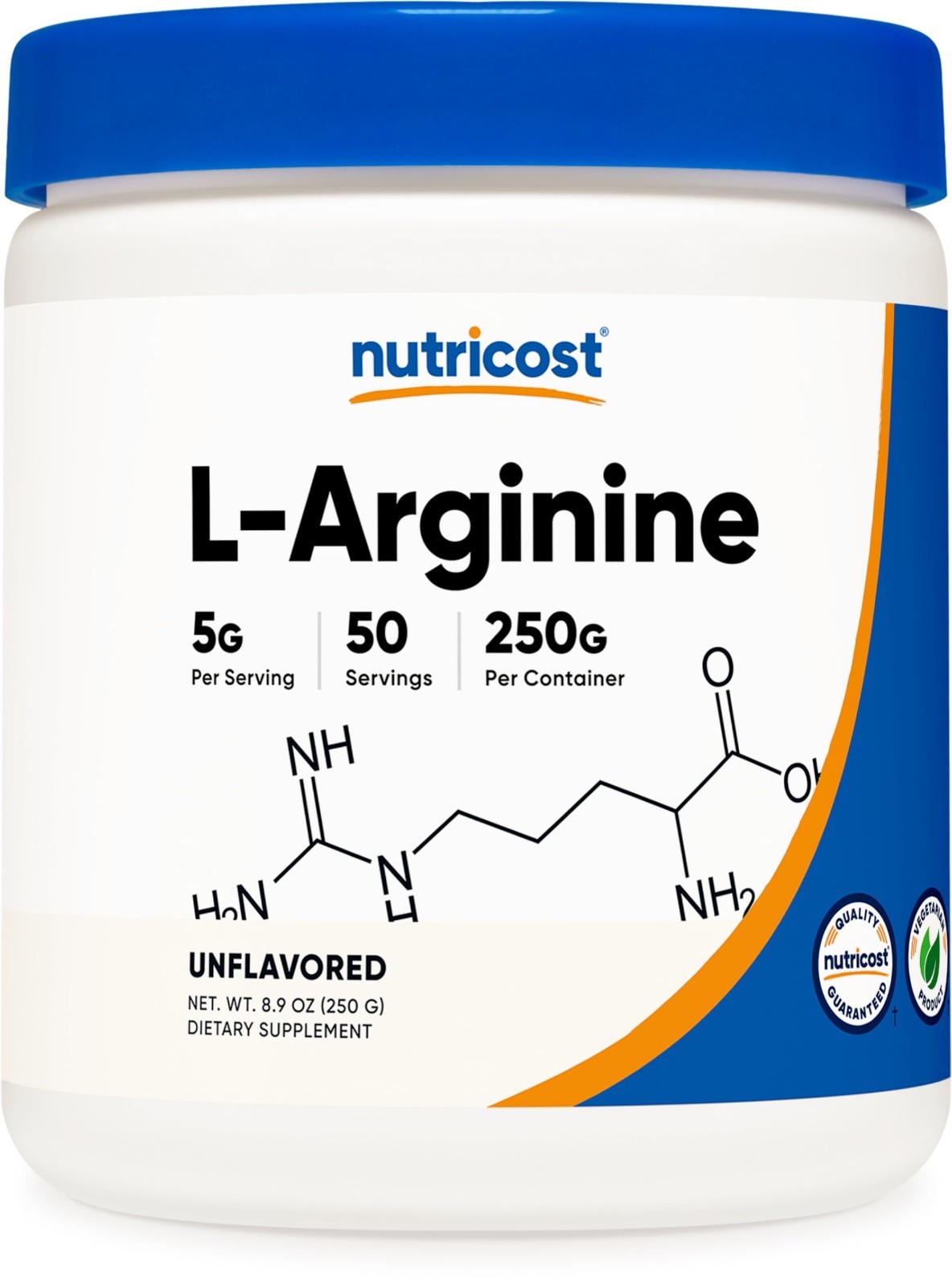 Pure L-Arginine Powder 5000mg – 250g – Supports Muscle Growth & Recovery – 50 Se