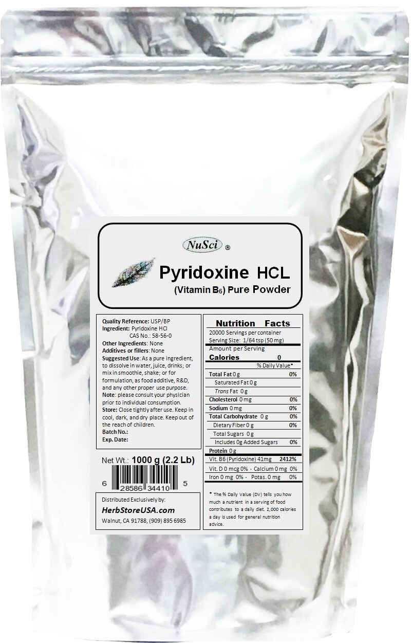 NuSci Pyridoxine Vitamin B6 Bulk Pure Powder 100g (3.52oz)
