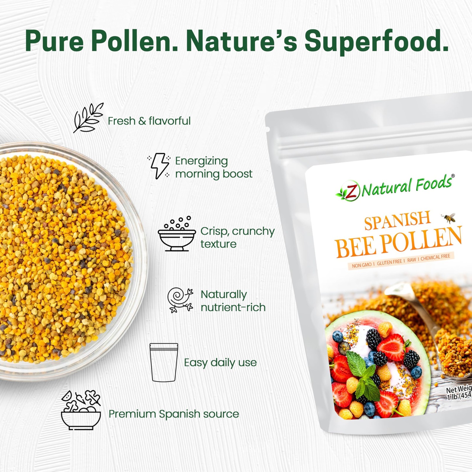 Spanish Bee Pollen Granules – Pure & Raw Pollen Granule, Product of Spain – N…