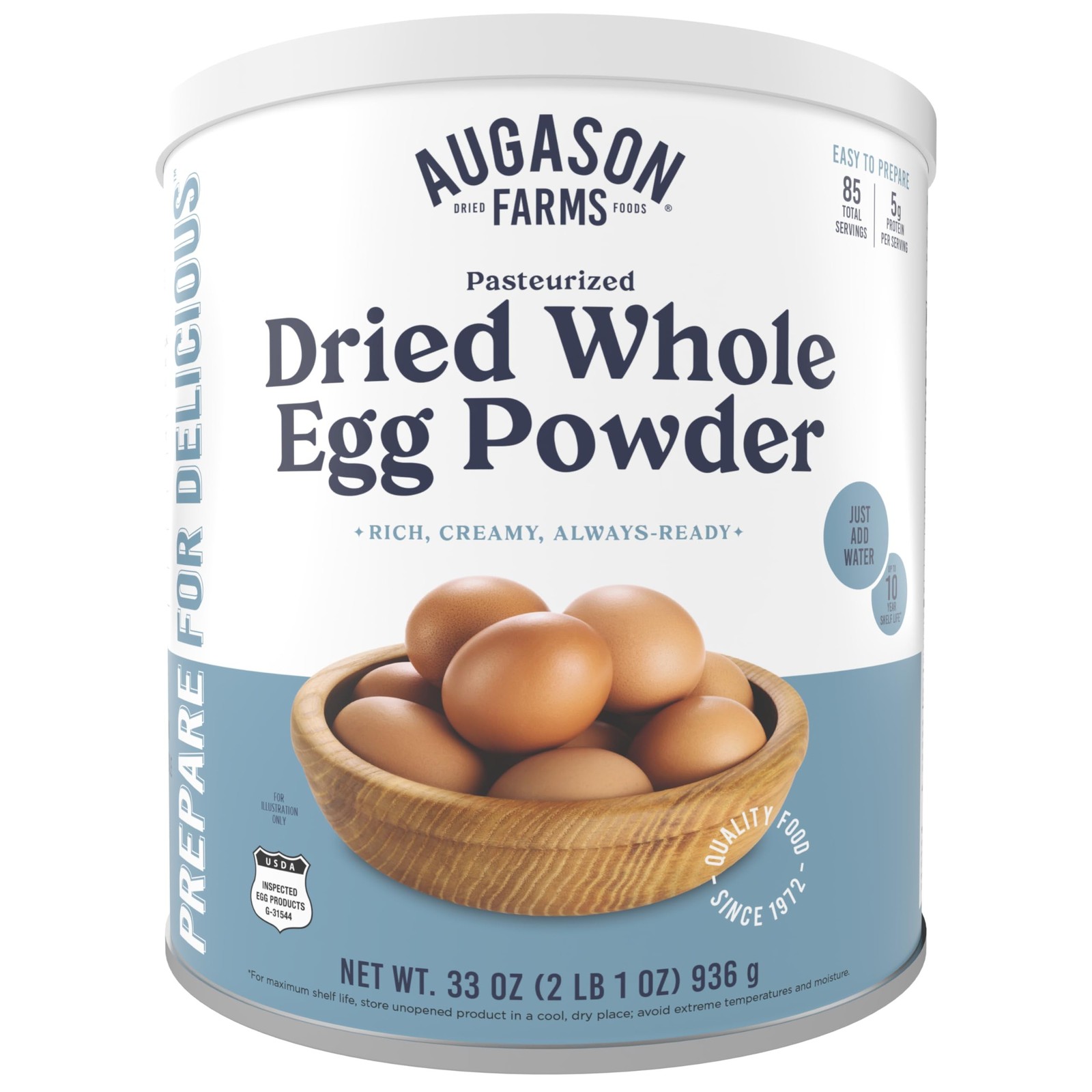 Pasteurized Dried Whole Egg Powder Can Emergency Food Supply, 85 Servings, 10…