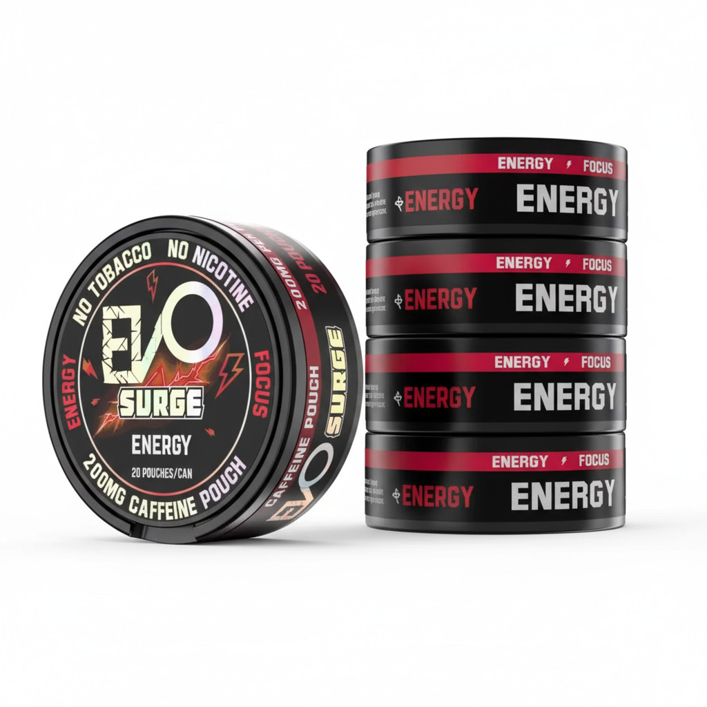 EVO Surge Energy Booster 200mg Caffeine Pouches – 5 Pack (20 Count/Can)