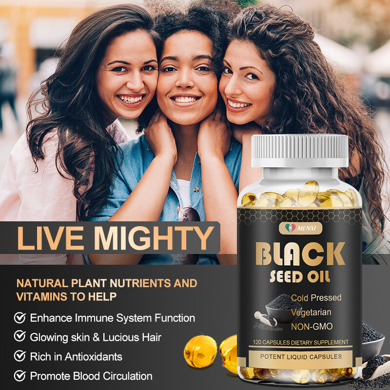 MENXI Black Seed Oil Capsules Cold Pressed – Immune Support 120/240/480 Capsules