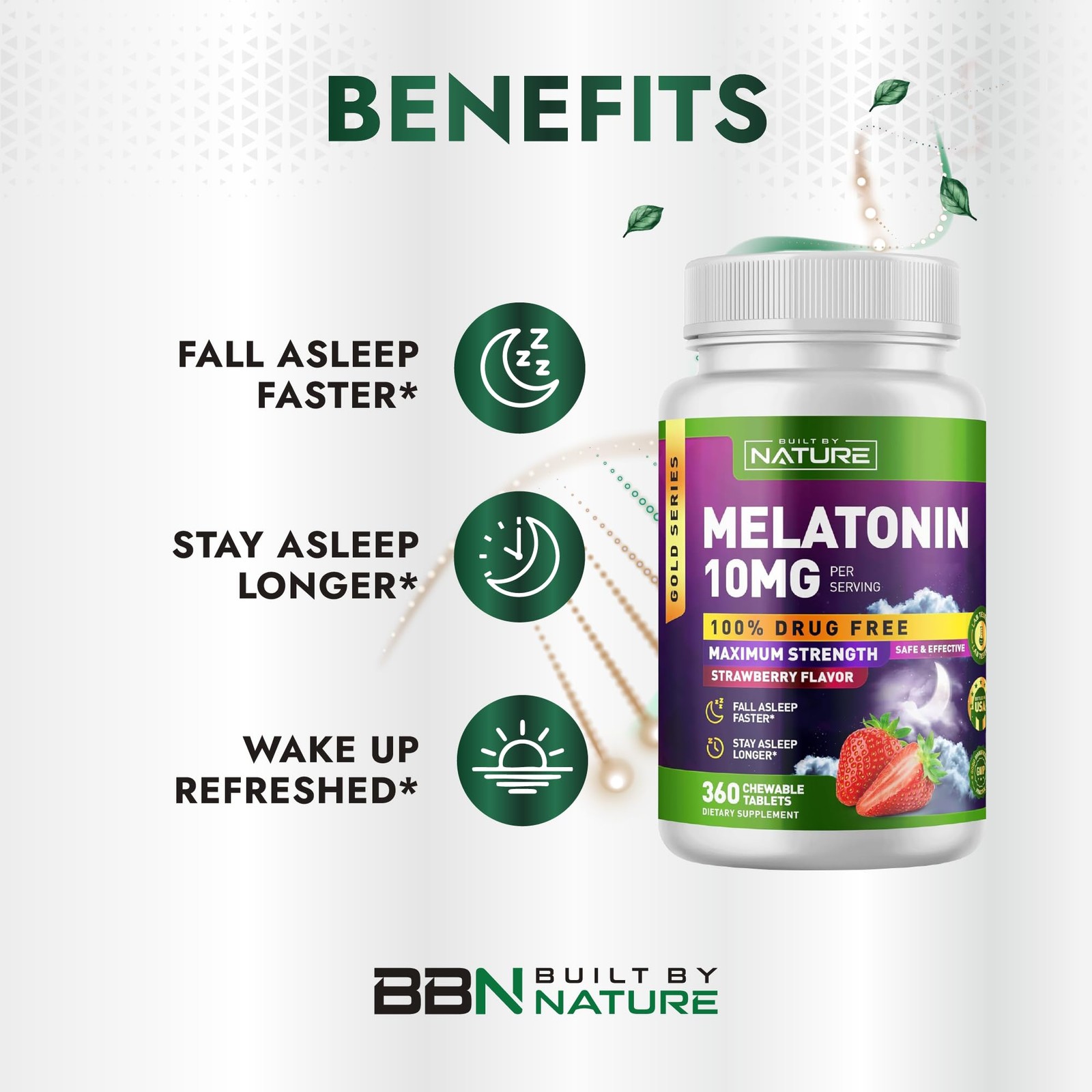 Melatonin 10 Mg – Fast Dissolve Berry Tablets – Extra Strength Drug Free Sleep S