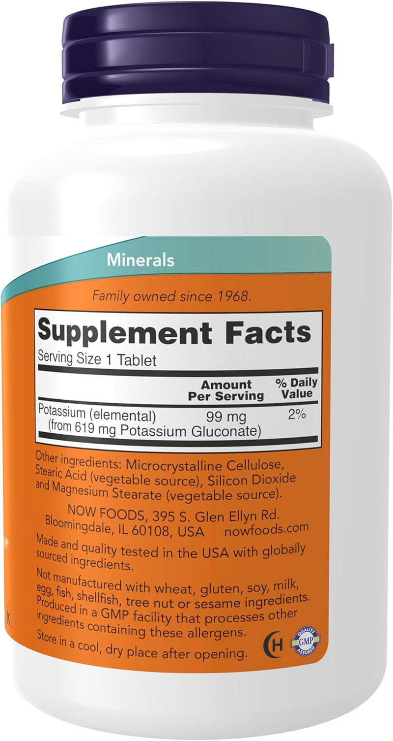 NOW Supplements, Potassium Gluconate 99Mg, Easier to Swallow, Essential Mineral