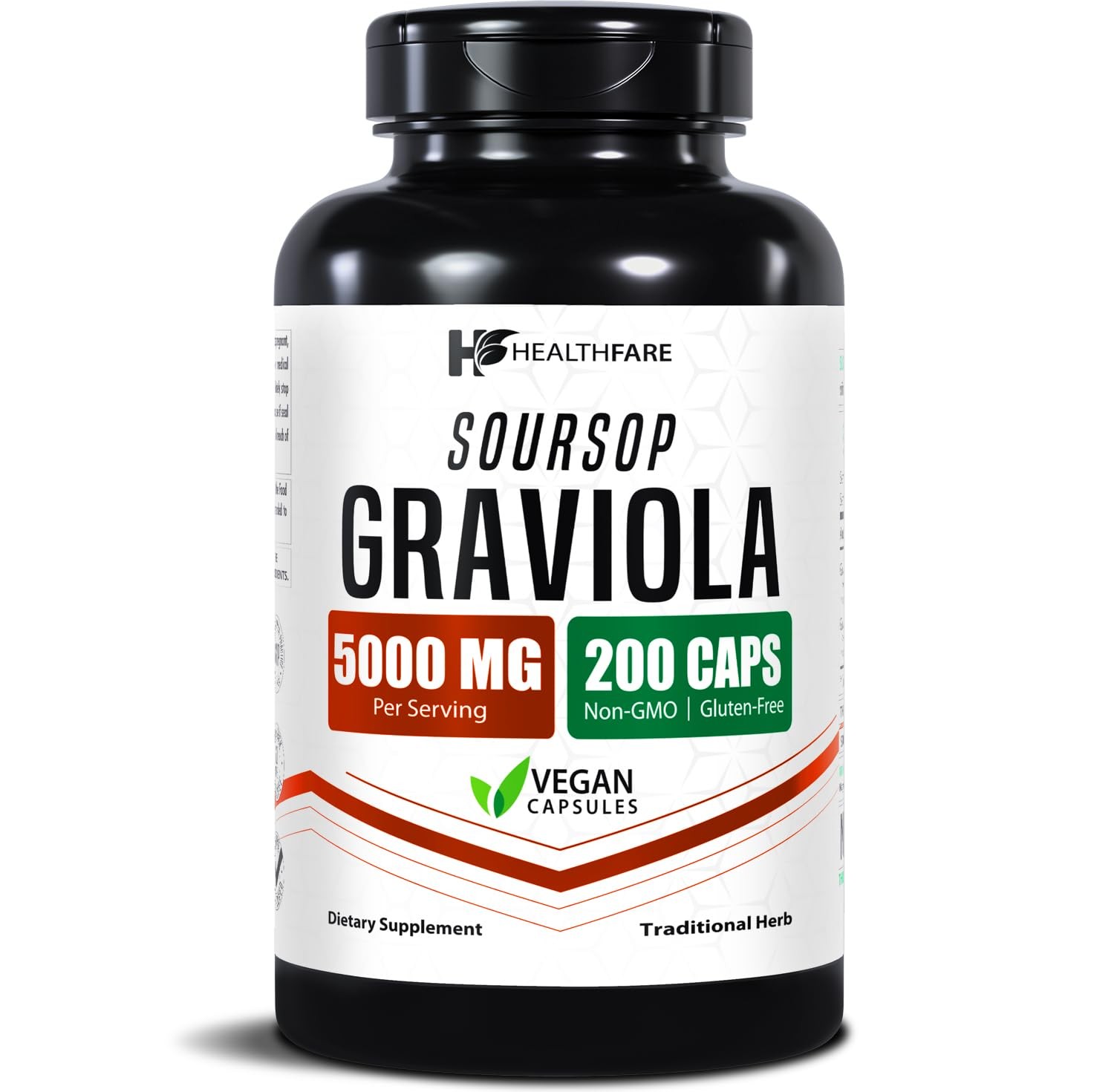 Healthfare Graviola Soursop Extract 5000Mg Annona Muricata 200 Vegan Capsules