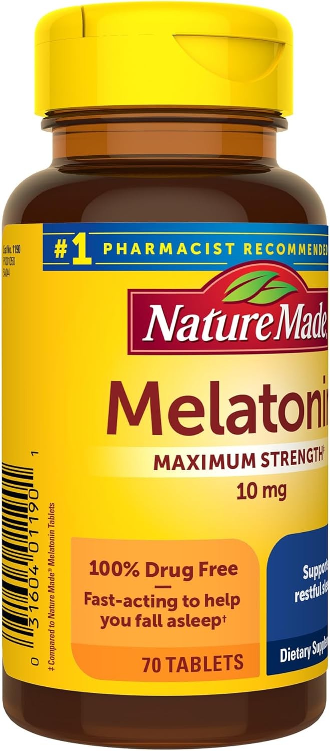 Nature Made Melatonin 10mg Maximum Strength Tablets, 70 Count (Pack of 1)