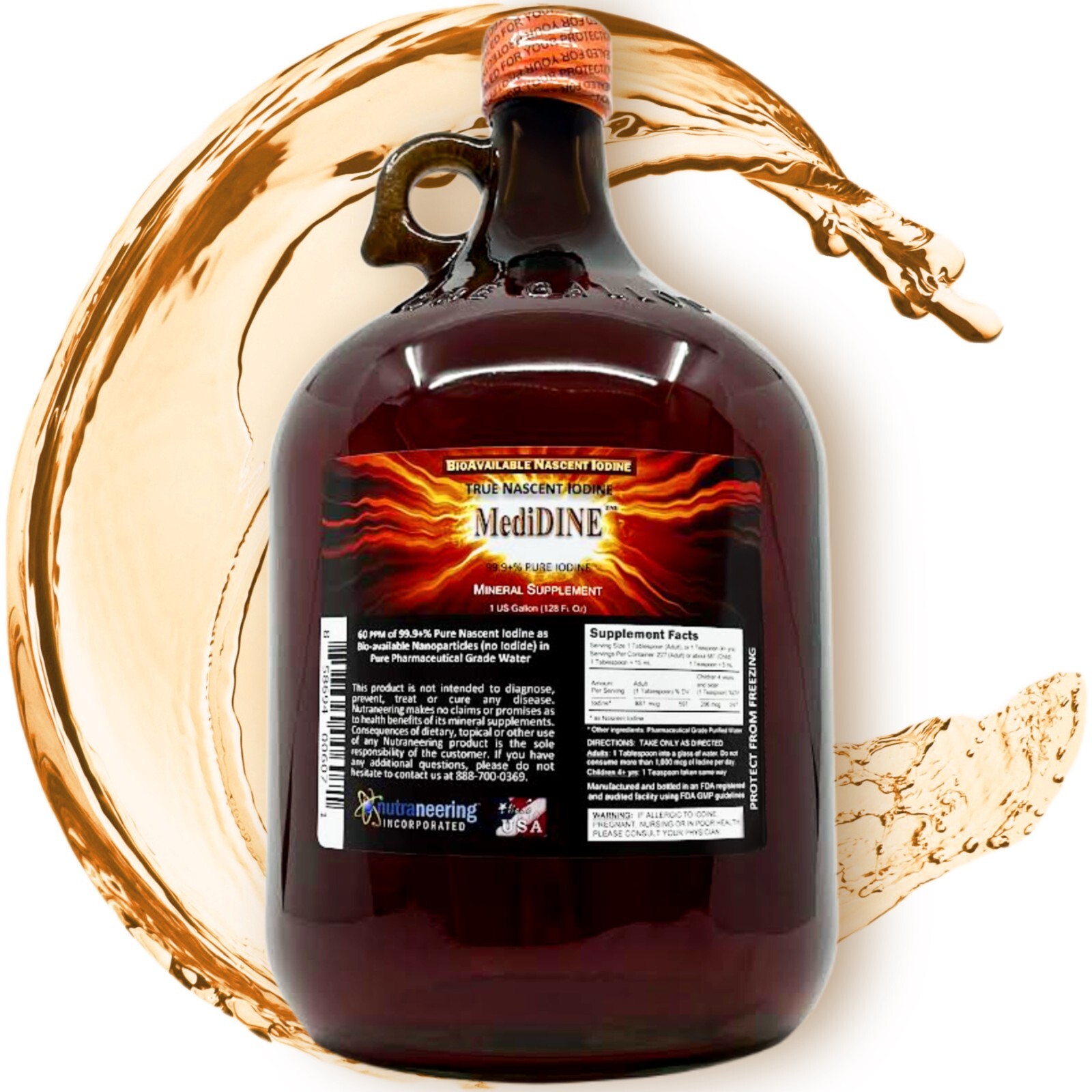 MediDINE™ Thyroid Booster True Nascent Free-Elemental I2 Iodine Nutrient: 1 Gal