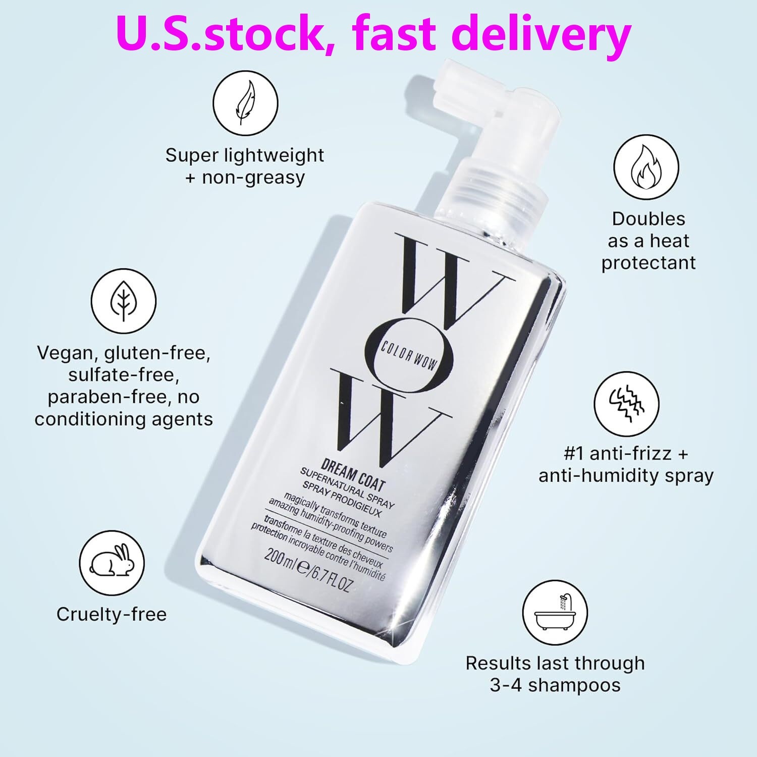 Color Wow Dream Coat Supernatural Spray Fo Anti-Frizz Anti-Humidity 6.7 oz/200mL