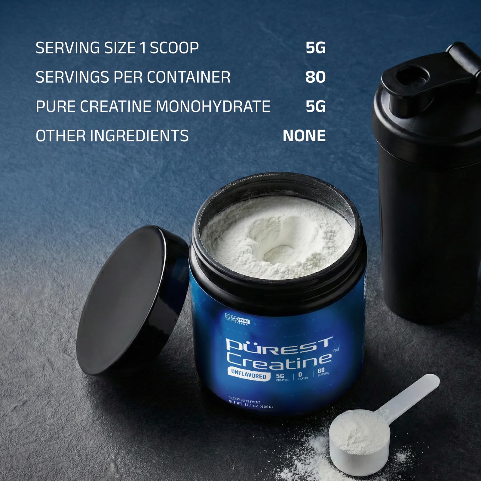 Cleanform Nutrition Cleanform Purest Creatine Monohydrate Powder – Ultra-Pure
