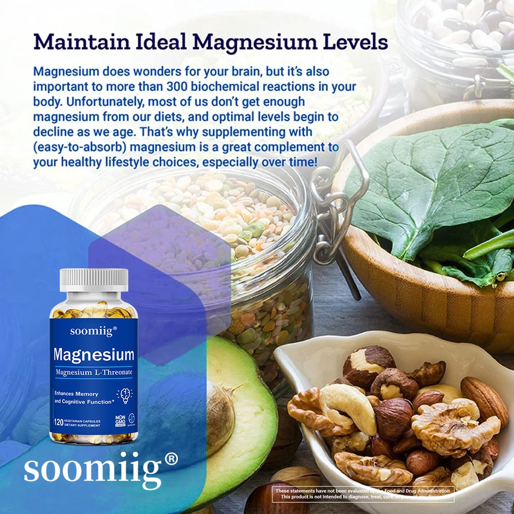 Magnesium L-Threonate 2000mg-Brain Health,Enhances Memory Focus 30/60/120 Caps