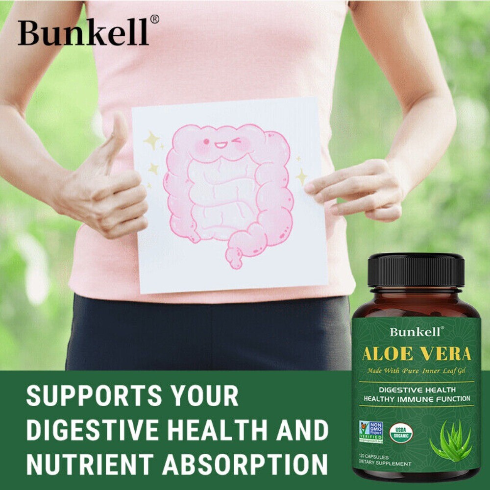 Aloe Vera Vegan Capsules Cleanse Intestines Strengthen Immune System 120 Pills