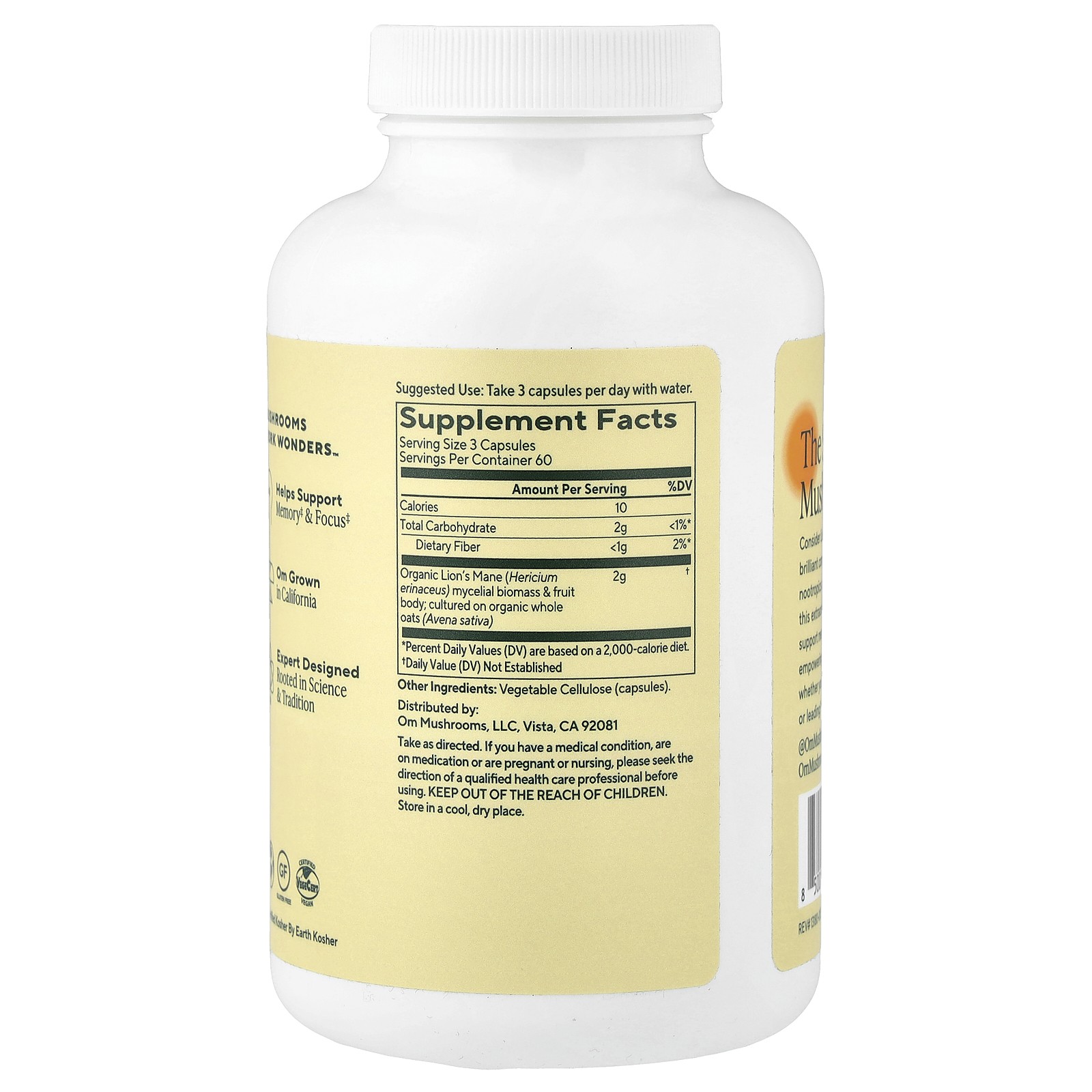 Lion’s Mane Mushroom Superfood, 2,000 mg, 180 Vegetable Capsules (667 mg per