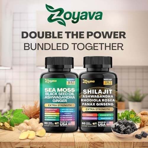 Zoyava Dynamic Vitality Bundle – Sea Moss and Shilajt, 60 Count, New