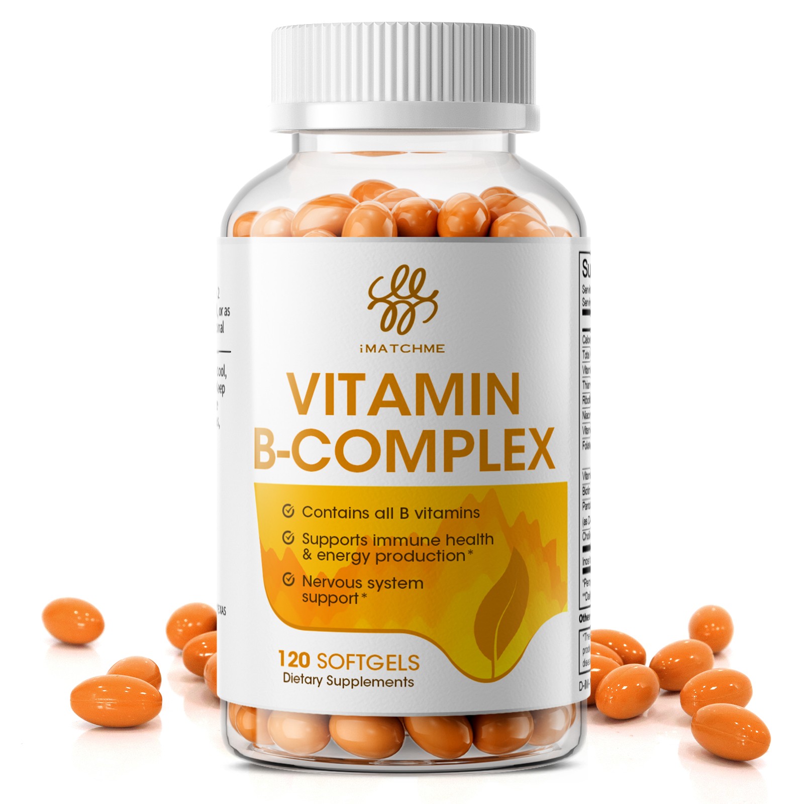 Vitamin B Complex 120 Capsules – B1,B2,B3,B5,B6,B7,B9,B12 for Immune Support