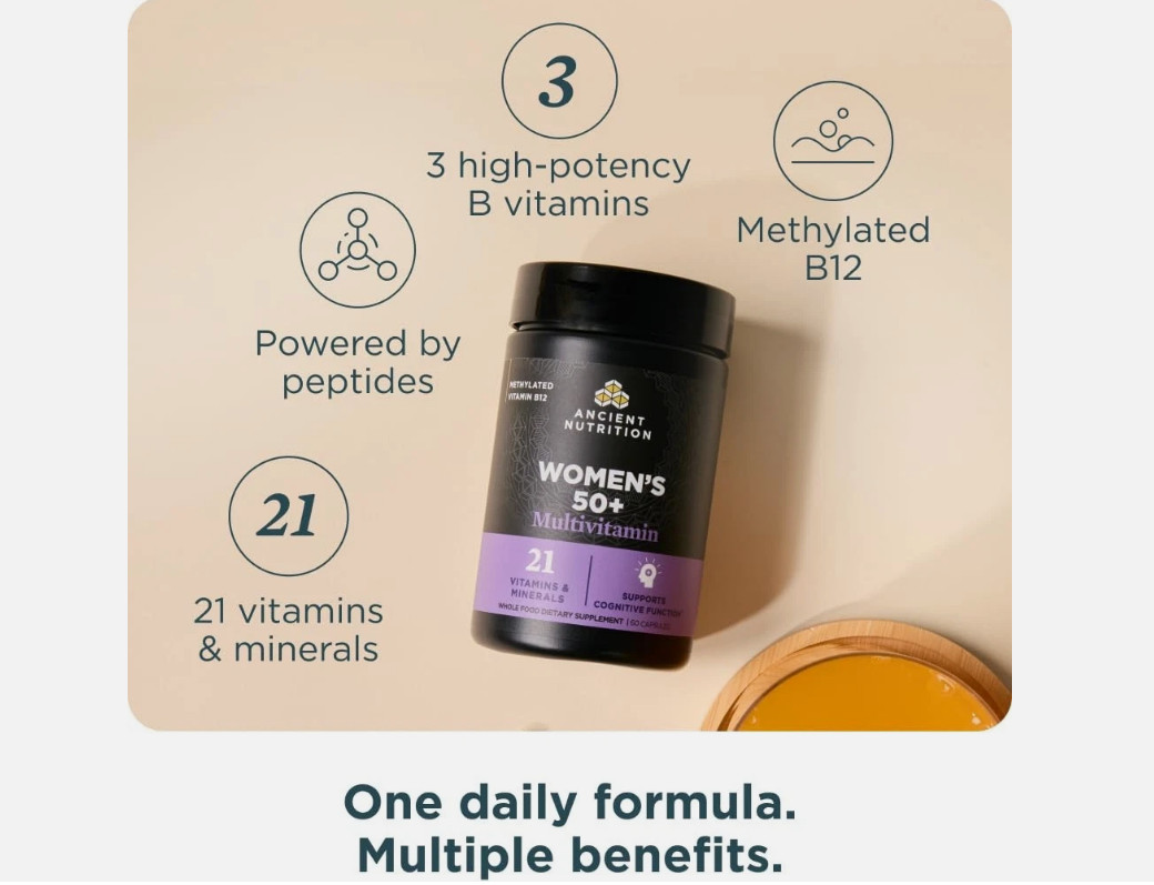 Ancient Nutrition Women’s 50+ Multivitamin 60 caps Exp 7/9/2027