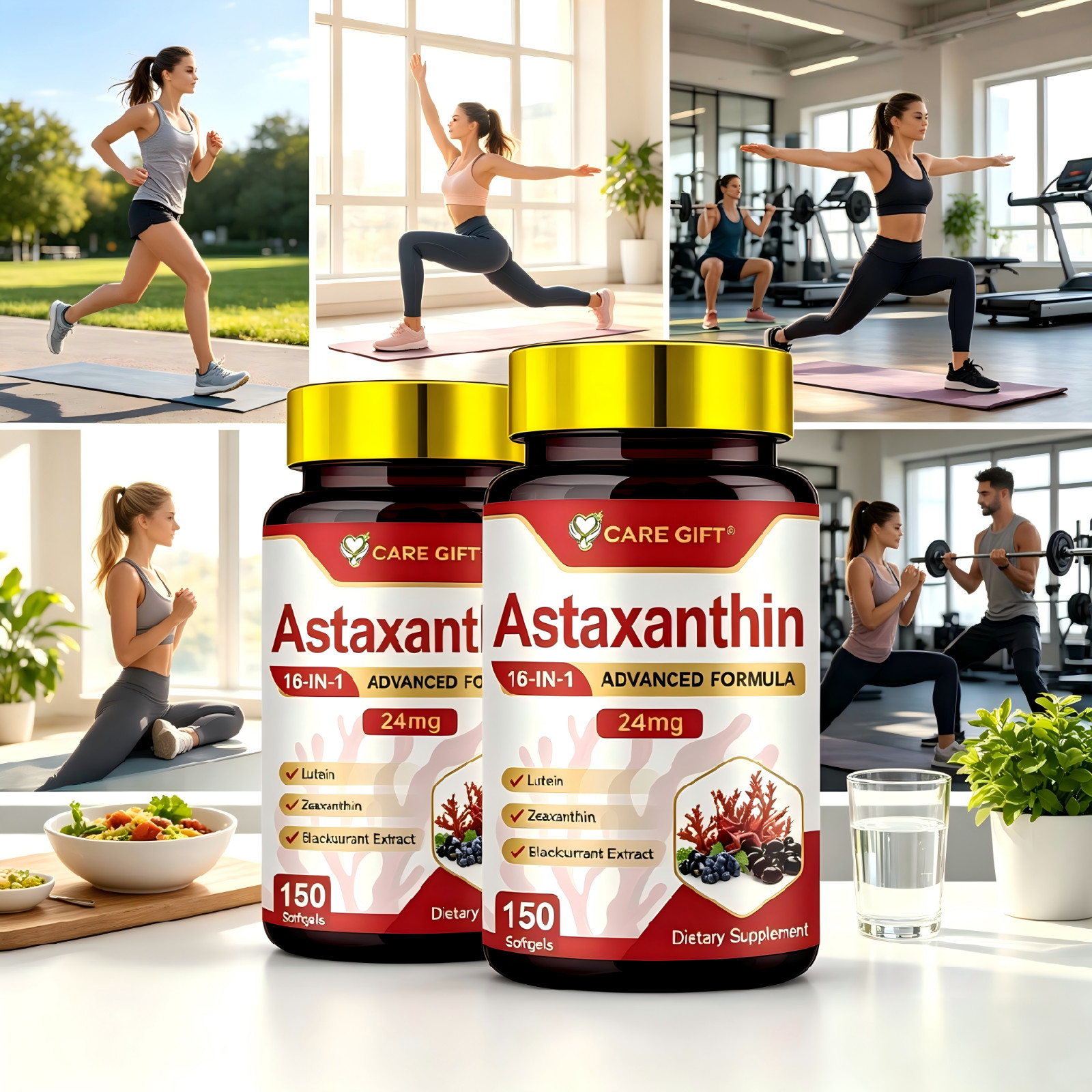 Premium Astaxanthin Softgels Natural Antioxidant Non GMO Eye Skin Health Support