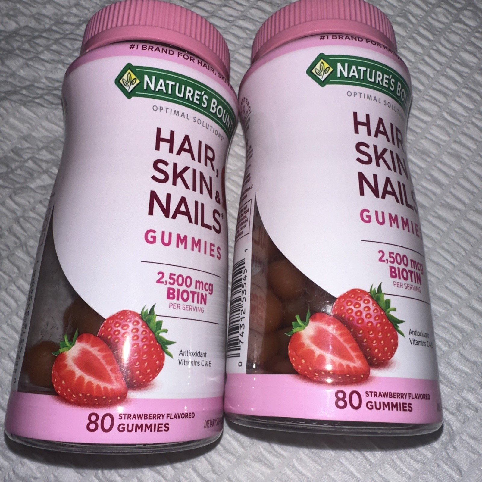 2 Pack Nature’s Bounty Hair Skin & Nails Gummies 80 Ct – Strawberry 10/26