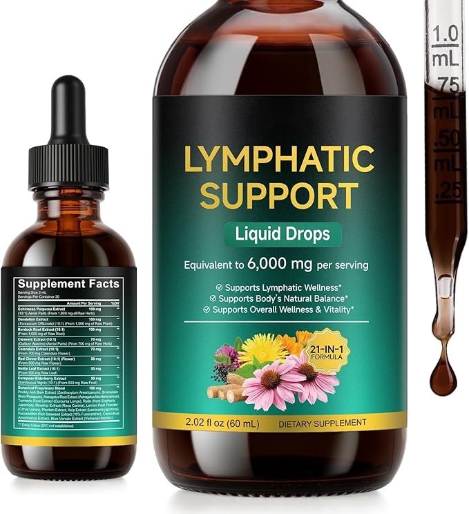 21-in-1 Lymphatic Drainage Drops for Liposomal, 6000mg Immune & Lymph System