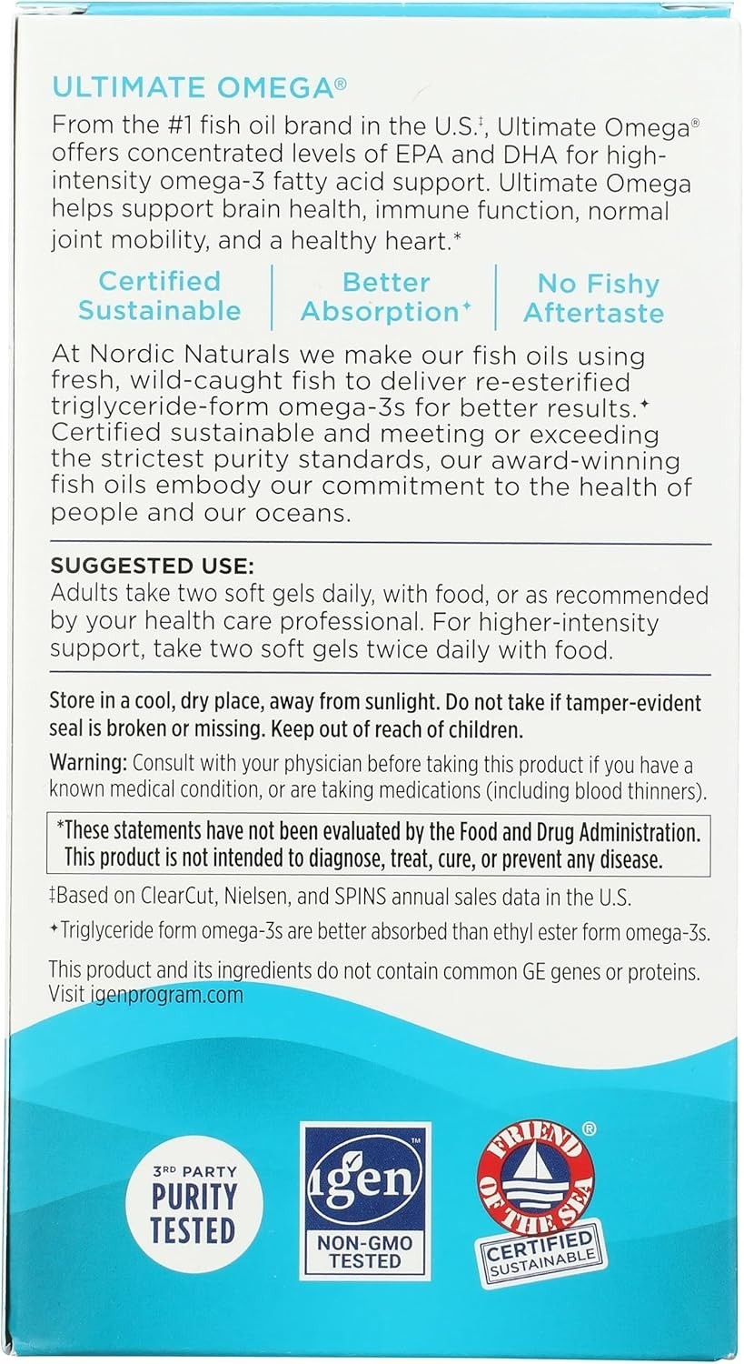Nordic Naturals Ultimate Omega 1280mg Fish Oil 180 SoftGels EPA & DHA
