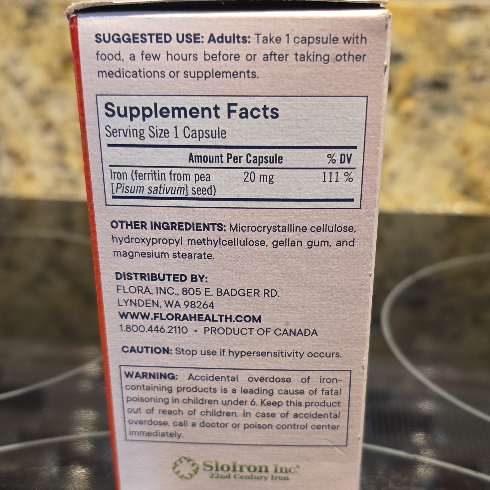 Flora Ferritin+ Delayed-Release Iron 20mg 30 Capsules Vegan Gluten-Free Non-GMO
