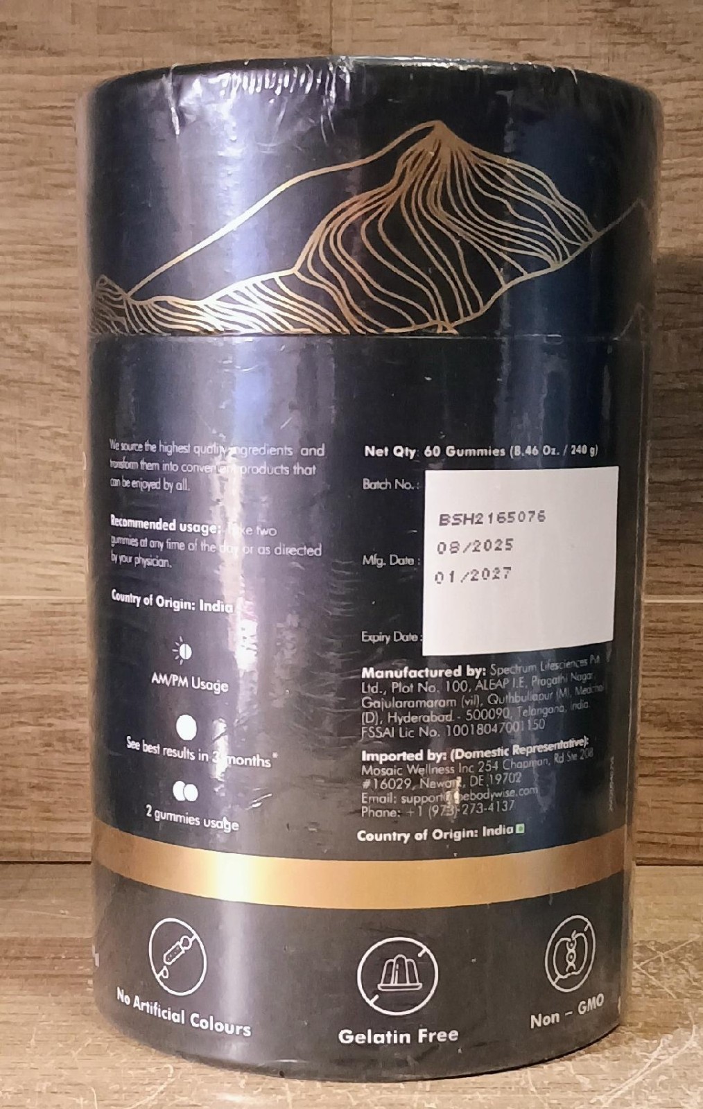 Be Bodywise Pure Himalayan Shilajit Gold Gummies 3000mg Ashwagandha, Gokshura 60