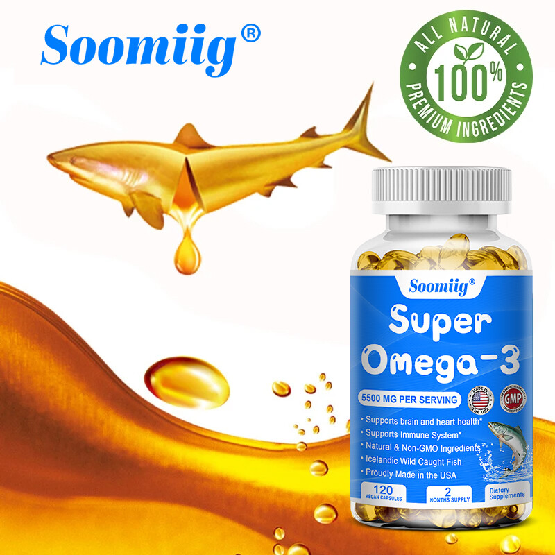 Omega 3 Supplements Brain Heart Health Support Immune 120 Softgels Non GMO